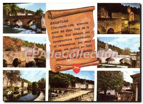 Moderne Karte BRANTOME abbaye clocher et pont Coud�