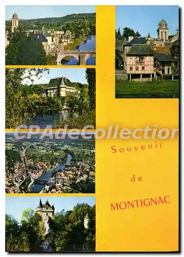 Moderne Karte MONTIGNAC-sur-VEZERE ch�teau de Belcayre ch�teau de Losse