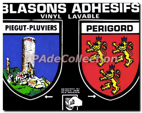 Cartes postales moderne PIEGUT-PLUVIERS PERIGORD blasons adh�sifs autocollants