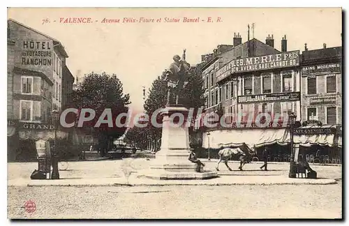 Cartes postales Valence Avenue Felix Faure Et Statue Bancel