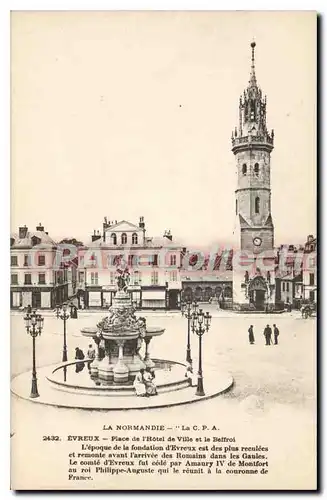 Cartes postales Evreux Place De I'Hotel D eVille Et Le Beffroi