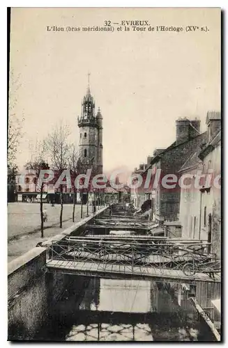 Cartes postales Evreux L'Iton Et La Tour De I'Horloge