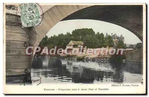 Ansichtskarte AK Vernon Perspective Sous Le Vieux Pont Et Tourelles