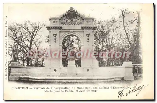 Cartes postales Chartres Souvenir De I'Inauguration Du Monument Des Enfants