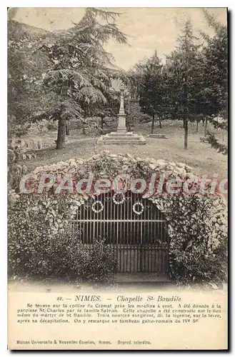 Ansichtskarte AK Nimes Chapelle St Baudile