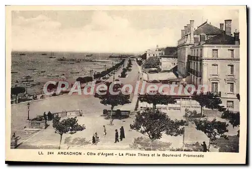 Cartes postales Arcachon Cote d'Argent La Place Thiers et la Boulevard Promenade