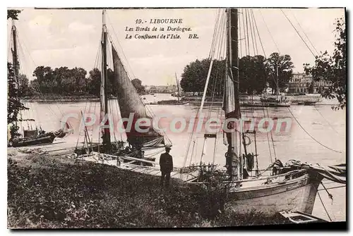 Ansichtskarte AK Libourne Les Bords de la Dordogne Le Confluent de I'Isle