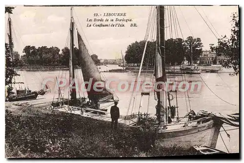 Cartes postales Libourne Les Bords de la Dordogne Le Confluent de I'Isle