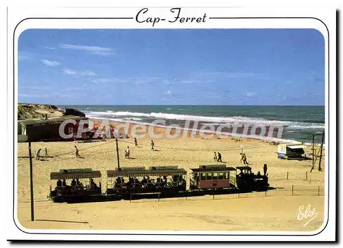 Cartes postales moderne Bassin D'Arcachon Cap Ferret l'arrivee du petit train sur la plage oceane