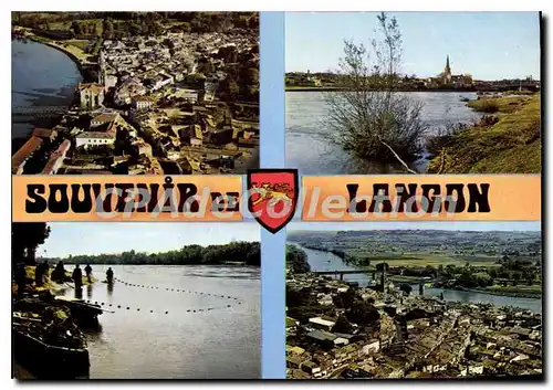 Moderne Karte Langon Vue Generale Les Bords de la Garonne Le Peche � l'alose