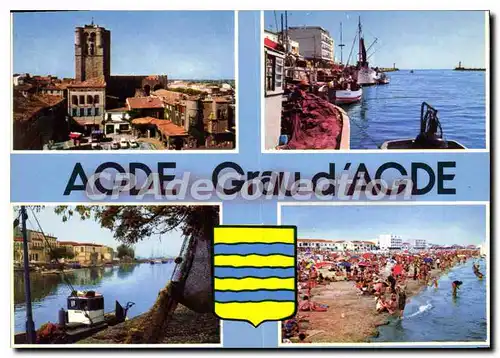 Cartes postales moderne Le Cap D'Agde La Cathedrale St Etienne port plage