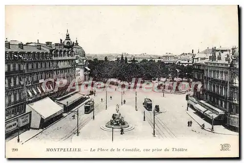 Cartes postales Montpellier La Place De La Comedie Vue Prise Du Theatre