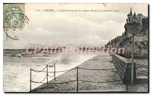 Cartes postales Parame La Digue Battue Par Les Vagues 30 octobre 1905