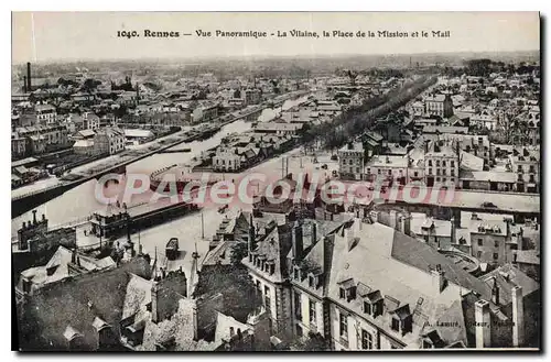 Cartes postales Rennes Vue Generale La Vilaine La Place De La Mission Et Le Mail