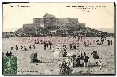 Cartes postales Saint Malo La Plage A Maree Basse