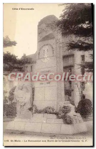 Cartes postales Saint Malo Le Monument Aux Morts De la Grande Guerre