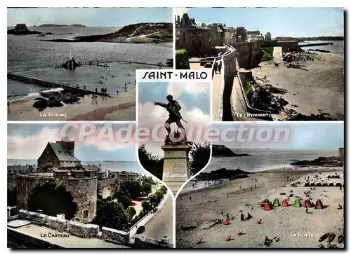 Cartes postales moderne Saint Malo plage piscine ch�teau