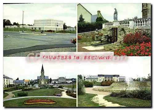Cartes postales moderne Chartres De Bretagne Monument Aux Morts L'Eglise La Mairie Coll�ge