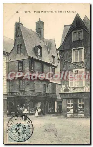 Ansichtskarte AK Tours Place Plumereau Et Rue Du Change