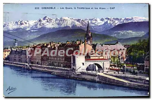 Cartes postales Grenoble Les Quais Le Teleferique Et Les Alpes