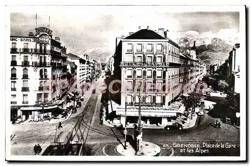 Cartes postales Grenoble Place De La Gare Et Les Alpes