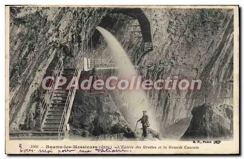 Ansichtskarte AK Baume Les Messieurs L'Entree Des Grottes Et la Grande Cascade