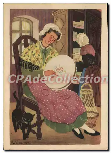 Cartes postales moderne La Brodeuse D'Apres Une Aquarelle de WELCOMME