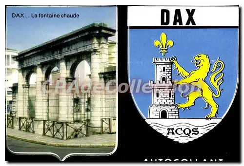 Cartes postales moderne Dax la fonatine chaude blason autocollant