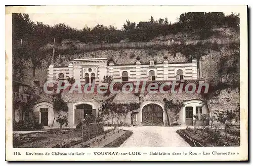 Cartes postales Environs de Chateau du Loir Vouvray sur Loir Habitation dans le Roc Les Charmettes