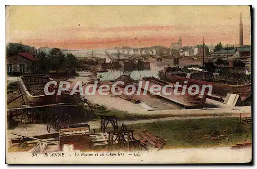 Cartes postales Roanne Le Bassin et les Chantiers