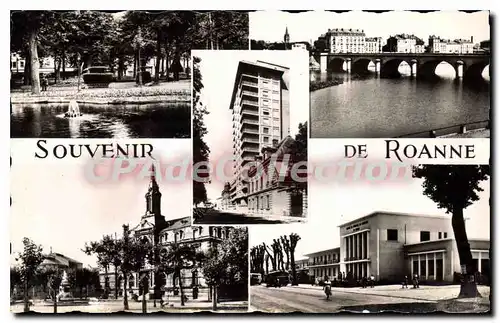 Cartes postales Roanne Les Promenades Pont de la Loire Le Gratte Ciel Hotel de Ville Gare Routiere