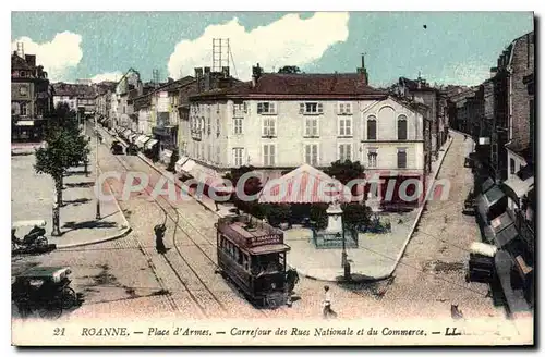 Cartes postales Roanne Place d'Armes Carrefour des Rues Nationale et du Commerce