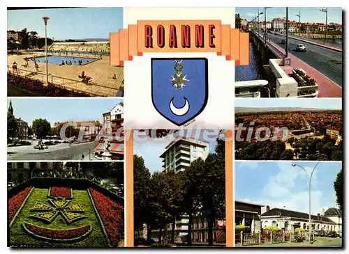 Cartes postales moderne Roanne La Piscine Place de l'Hotel de Ville la Gare