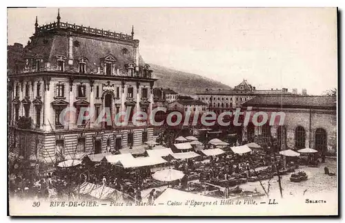 Ansichtskarte AK Rive De Gier Place du Marche Caisse d'Epargne et Hotel de Ville