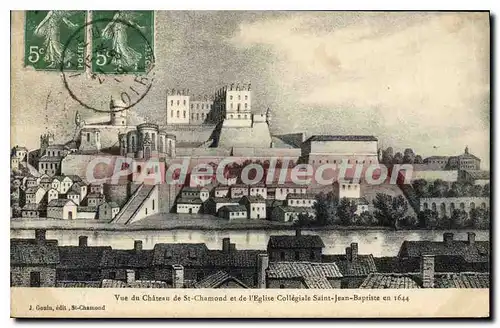 Cartes postales Vue du Chateau de St Chamond et de l'Eglise Collegiale Saint Jean Baptiste en 1644