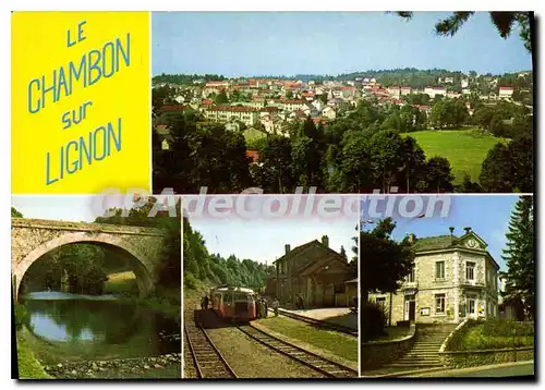 Moderne Karte Le Chambon Sur Lignon Vue Generale Le Pont Le Lignon Le Petit Train et la Gare La Mairie