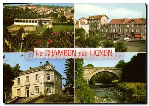 Moderne Karte Le Chambon Sur Lignon Vue Generale La Place et Rue St Agreve La Mairie Le Pont Le Lignon