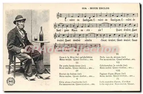 Cartes postales Mous Esclos folklore chanson