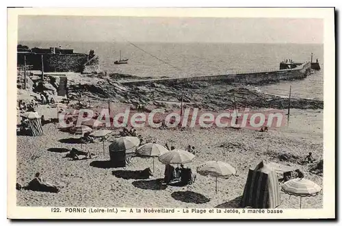 Cartes postales Pornic La Plage A La Noeveillard La Plage et la Jetee � Maree Basse