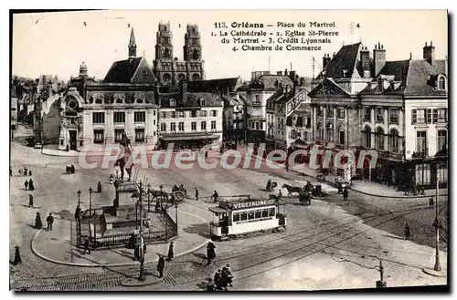 Cartes postales Orleans Place Du Martroi La Cathedrale cr�dit lyonnais