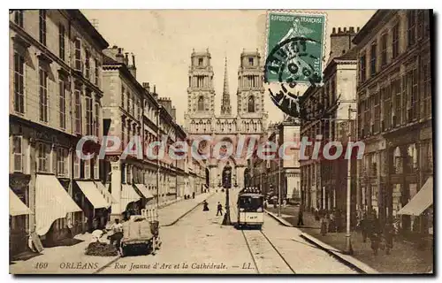 Cartes postales Orleans Rue Jeanne D'Arc Et La Cathedrale