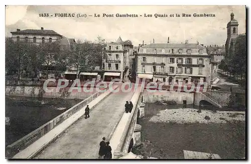 Cartes postales Figeac Le Pont Gambetta Les Quais Et La Rue Gambetta