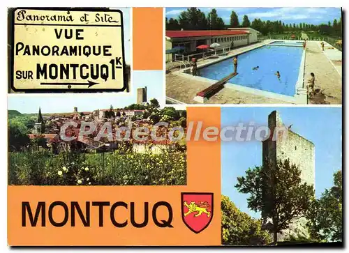 Moderne Karte Montcuq Vue Panoramique