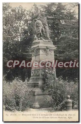 Cartes postales Agen Monument Eleve A La Memoire Des Combattants de 1870-1871