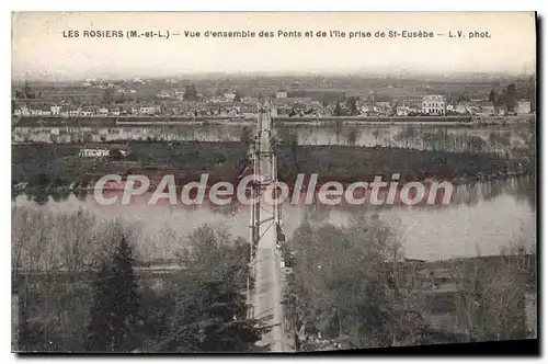 Cartes postales Les Rosiers Vue D'Ensemble Des Ponts Et De I'Ile Prise De St Eusebe