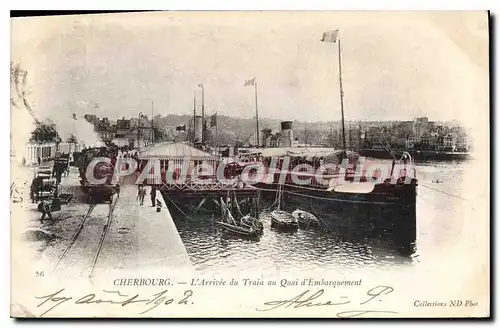 Cartes postales Cherbourg L'Arrivee Du Train Au Quai