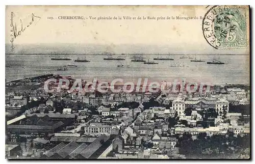 Cartes postales Cherbourg Vue Generale De La Ville Et De La Rade