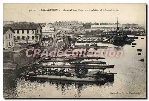 Ansichtskarte AK Cherbourg Arsenal Maritime La Station Des Sous Marins