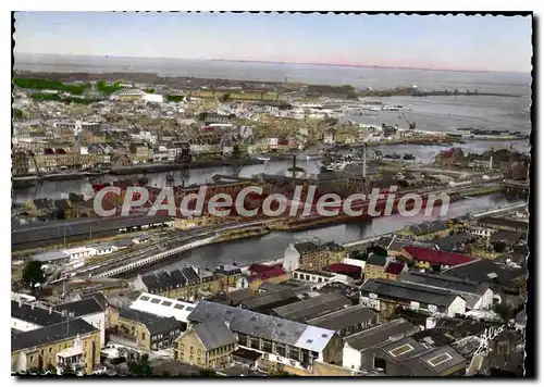 Moderne Karte Cherbourg Panorama De La Ville Et Des Bassins