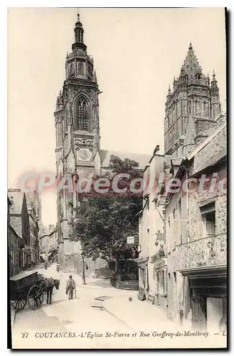 Cartes postales COUTANCES L'Eglise St Pierre Et Rue Geofroy De Montbray